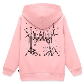 Drum Set Zeichnung - Kinder Premium Organic Zip Hoodie - Rosa - Hinten - AI Model Kid Female (0cm)
