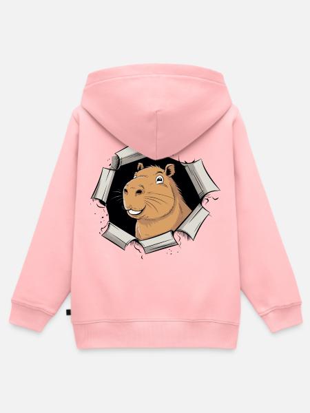 Capybara Comic – friedlicher Durchbruch - Kinder Premium Organic Zip Hoodie - Rosa
