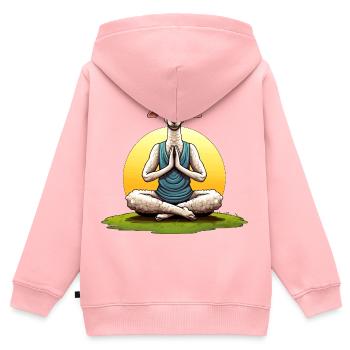 Yoga Schaf - Kinder Premium Organic Zip Hoodie - Rosa - Hinten - AI Model Kid Female (0cm)