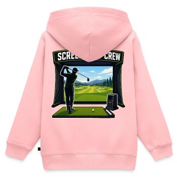 SCREEN GOLF CREW - Kinder Premium Organic Zip Hoodie - Rosa - Hinten - AI Model Kid Female (0cm)