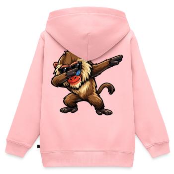 Dabbing Pavian - Kinder Premium Organic Zip Hoodie - Rosa - Hinten - AI Model Kid Female (0cm)