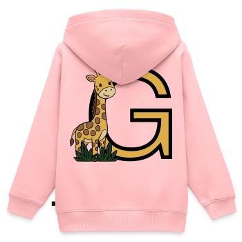 Giraffe mit Buchstabe G - Kinder Premium Organic Zip Hoodie - Rosa - Hinten - AI Model Kid Female (0cm)
