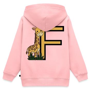 Giraffe Buchstabe F - Kinder Premium Organic Zip Hoodie - Rosa - Hinten - AI Model Kid Female (0cm)