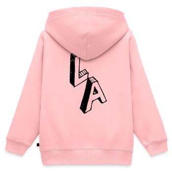 LOS ANGELES - Kinder Premium Organic Zip Hoodie - Rosa - Hinten - AI Model Kid Female (0cm)