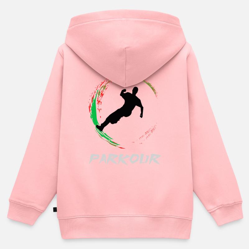 Parkour - Sweat Premium à capuche zippé enfant bio - rose