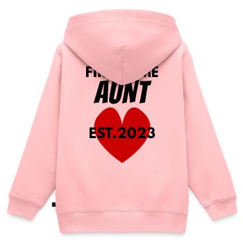 Tante zum ersten Mal - Tante 2023 - Kinder Premium Organic Zip Hoodie - Rosa - Hinten - AI Model Kid Female (0cm)