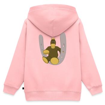 Cheval en fer à cheval - Sweat Premium à capuche zippé enfant bio - rose - Dos - AI Model Kid Female (0cm)