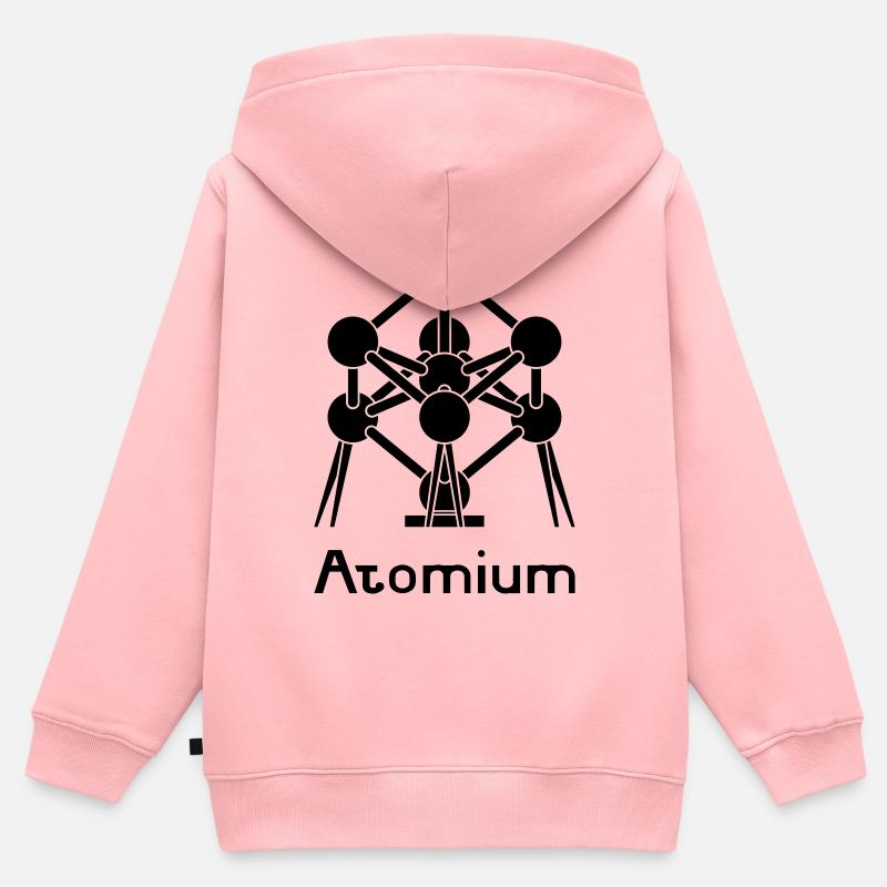 Atomium - Sweat Premium à capuche zippé enfant bio - rose
