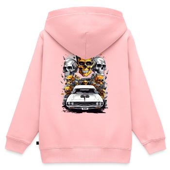 Muscle Car and Skulls - Kinder Premium Organic Zip Hoodie - Rosa - Hinten - AI Model Kid Female (0cm)