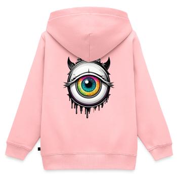 Auge mit Hörnern - Kinder Premium Organic Zip Hoodie - Rosa - Hinten - AI Model Kid Female (0cm)