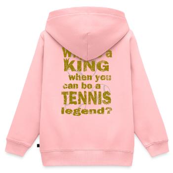 Tennis Why be a king Tennis legend Design - Kinder Premium Organic Zip Hoodie - Rosa - Hinten - AI Model Kid Female (0cm)