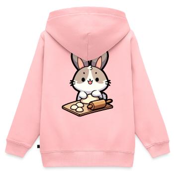 Bunny Baker: Der Teig-Delighter - Kinder Premium Organic Zip Hoodie - Rosa - Hinten - AI Model Kid Female (0cm)