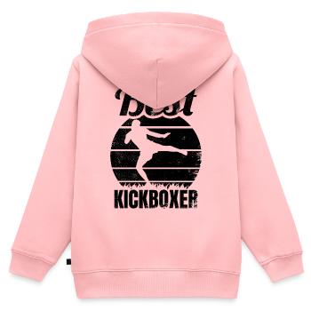 Kickboxer drôle - Sweat Premium à capuche zippé enfant bio - rose - Dos - AI Model Kid Female (0cm)