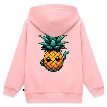 Ananas - Kinder Premium Organic Zip Hoodie - Rosa - Hinten - AI Model Kid Female (0cm)