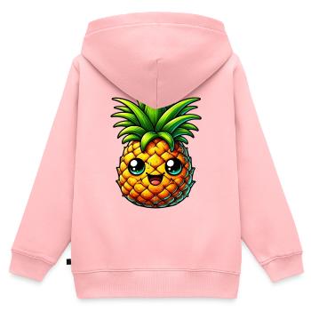 Ananas - Sweat Premium à capuche zippé enfant bio - rose - Dos - AI Model Kid Female (0cm)