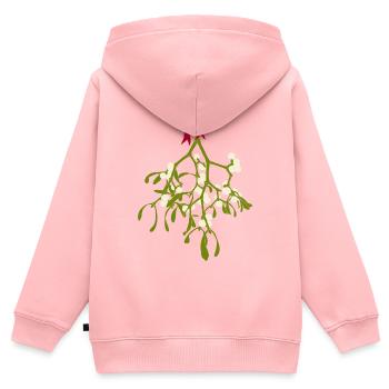 Mistelzweig mit rotem Band - Weihnachtsdekoration - Kinder Premium Organic Zip Hoodie - Rosa - Hinten - AI Model Kid Female (0cm)