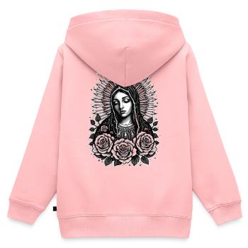 Dunkle Maria mit Rosenkranz - Kinder Premium Organic Zip Hoodie - Rosa - Hinten - AI Model Kid Female (0cm)