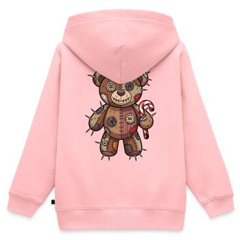 Creepy Weihnachtsbär Voodoo Halloween Albtraum - Kinder Premium Organic Zip Hoodie - Rosa - Hinten - AI Model Kid Female (0cm)