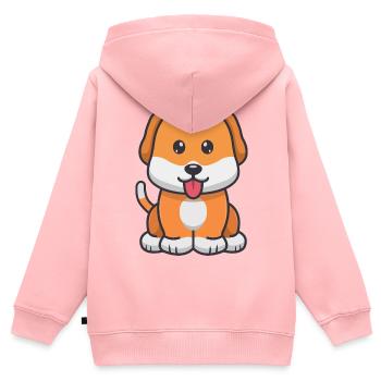 Chien mignon - Sweat Premium à capuche zippé enfant bio - rose - Dos - AI Model Kid Female (0cm)