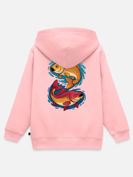 Karpfen im Wassersplash - Kinder Premium Organic Zip Hoodie - Rosa