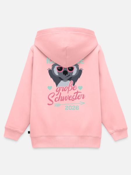 Ich Werde Große Schwester 2026 - Schwangerschaft - Kinder Premium Organic Zip Hoodie - Rosa