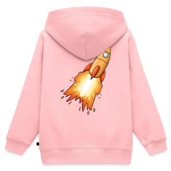 Fusée - Sweat Premium à capuche zippé enfant bio - rose - Dos - AI Model Kid Female (0cm)