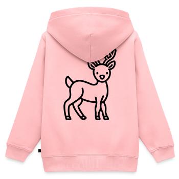 Hirsch - Kinder Premium Organic Zip Hoodie - Rosa - Hinten - AI Model Kid Female (0cm)