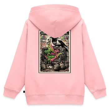 Don't Feed The Signal Medienkritik - Kinder Premium Organic Zip Hoodie - Rosa - Hinten - AI Model Kid Female (0cm)