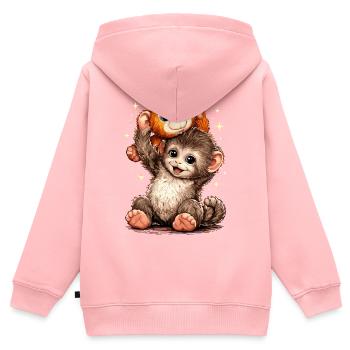 Cute Monkey Punch Japanese Meme - Kinder Premium Organic Zip Hoodie - Rosa - Hinten - AI Model Kid Female (0cm)