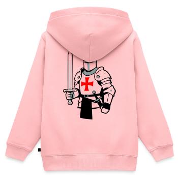 Ritter - Kinder Premium Organic Zip Hoodie - Rosa - Hinten - AI Model Kid Female (0cm)