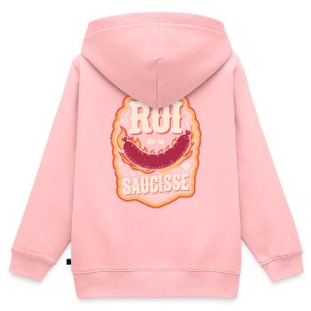 Le Roi de la Saucisse - Sweat Premium à capuche zippé enfant bio - rose - Dos - AI Model Kid Female (0cm)