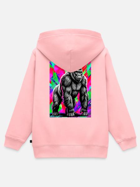 Gorilla - Kinder Premium Organic Zip Hoodie - Rosa