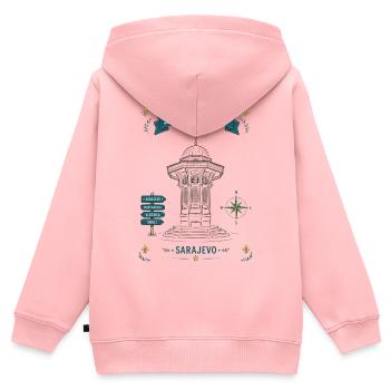 Sarajevo Denkmal Laternen-Motiv - Kinder Premium Organic Zip Hoodie - Rosa - Hinten - AI Model Kid Female (0cm)