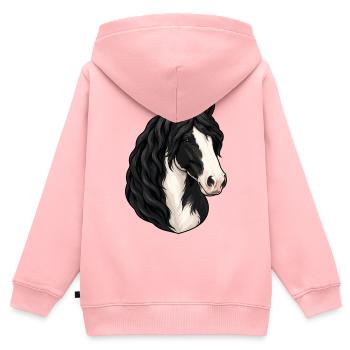 Black and White Magpie Horse Portrait - Kids Premium Organic Zip-up Hoodie - rose - Back - AI Model Kid Female (0cm)
