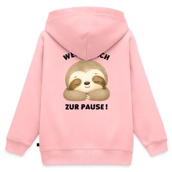 Weckt mich zur Pause Faultier - Kinder Premium Organic Zip Hoodie - Rosa - Hinten - AI Model Kid Female (0cm)