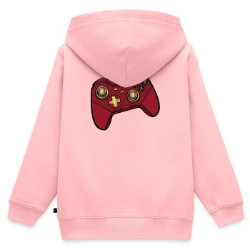 Manette de jeu rouge Rétro Pop - Sweat Premium à capuche zippé enfant bio - rose - Dos - AI Model Kid Female (0cm)