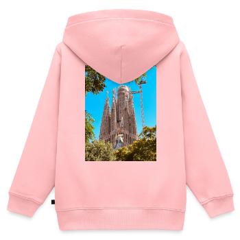 Sagrada Família: Barcelonas Ikone - Kinder Premium Organic Zip Hoodie - Rosa - Hinten - AI Model Kid Female (0cm)