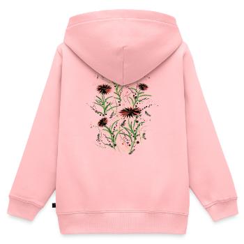 Abstrakte Wildblumen Grunge Illustration - Kinder Premium Organic Zip Hoodie - Rosa - Hinten - AI Model Kid Female (0cm)