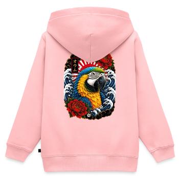 Ara Papagei im japanischen Irezumi Tattoo Stil - Kinder Premium Organic Zip Hoodie - Rosa - Hinten - AI Model Kid Female (0cm)