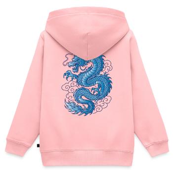 Blauer Asiatischer Drache Tattoo Design - Kinder Premium Organic Zip Hoodie - Rosa - Hinten - AI Model Kid Female (0cm)