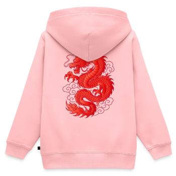 Roter Asiatischer Drache Tattoo Design - Kinder Premium Organic Zip Hoodie - Rosa - Hinten - AI Model Kid Female (0cm)