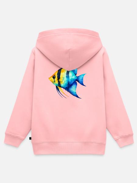 Blauer Gelbfisch Aquarell - Kinder Premium Organic Zip Hoodie - Rosa