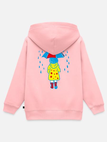 Kind mit Regenschirm im Regen - Kinder Premium Organic Zip Hoodie - Rosa