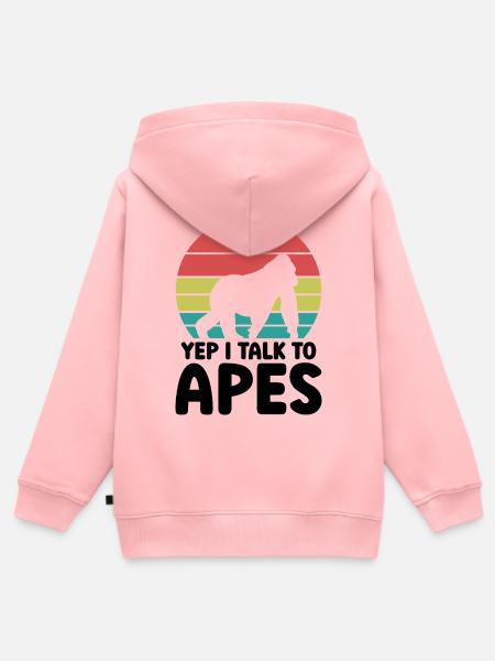 Affe Retro Spruch - Kinder Premium Organic Zip Hoodie - Rosa