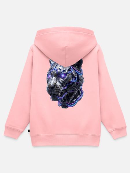 Neon-Tiger Kopf - Kinder Premium Organic Zip Hoodie - Rosa