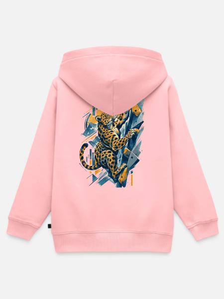 Bouldern Leopard – Abstraktes Klettern - Kinder Premium Organic Zip Hoodie - Rosa
