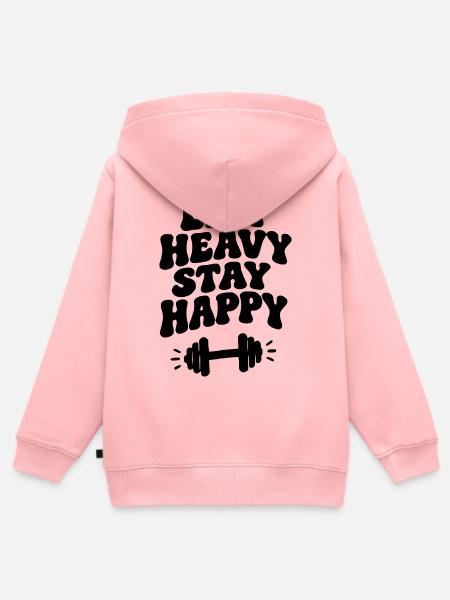 Lift Heavy Be happy - Kinder Premium Organic Zip Hoodie - Rosa