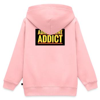 Annonce d’un accro à l’adrénaline - Sweat Premium à capuche zippé enfant bio - rose - Dos - AI Model Kid Female (0cm)