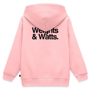 Poids & Watts - Tshirt pour le triathlon et la gym - Sweat Premium à capuche zippé enfant bio - rose - Dos - AI Model Kid Female (0cm)