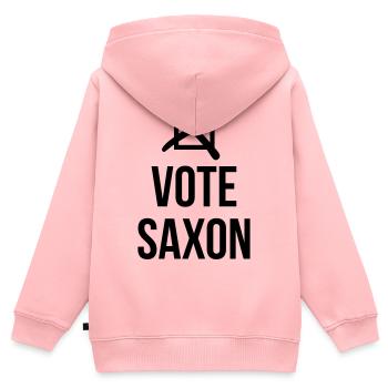 Vote Saxon - Kids Premium Organic Zip-up Hoodie - rose - Back - AI Model Kid Female (0cm)
